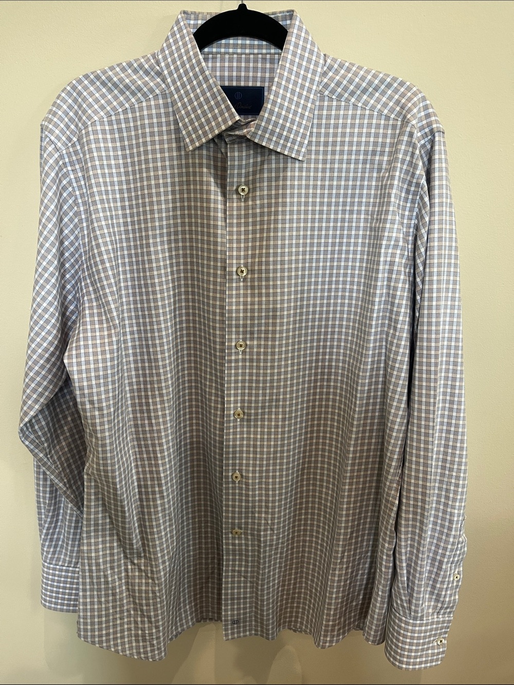 Men's Light Blue & Gray Check Dress Shirt